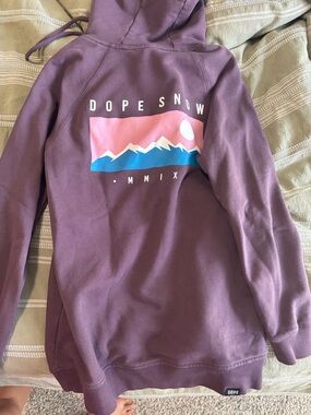 DOPE snow. Mauve Hoodie with Pink and Blue Mountain Print